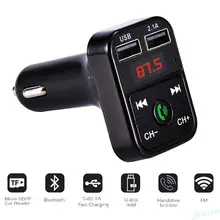 Reproductor MP3 con Bluetooth, transmisor FM, adaptador de Radio inalámbrico, USB, cargador de coche, reproductor MP3 de 2.1A, reproducción de música SD