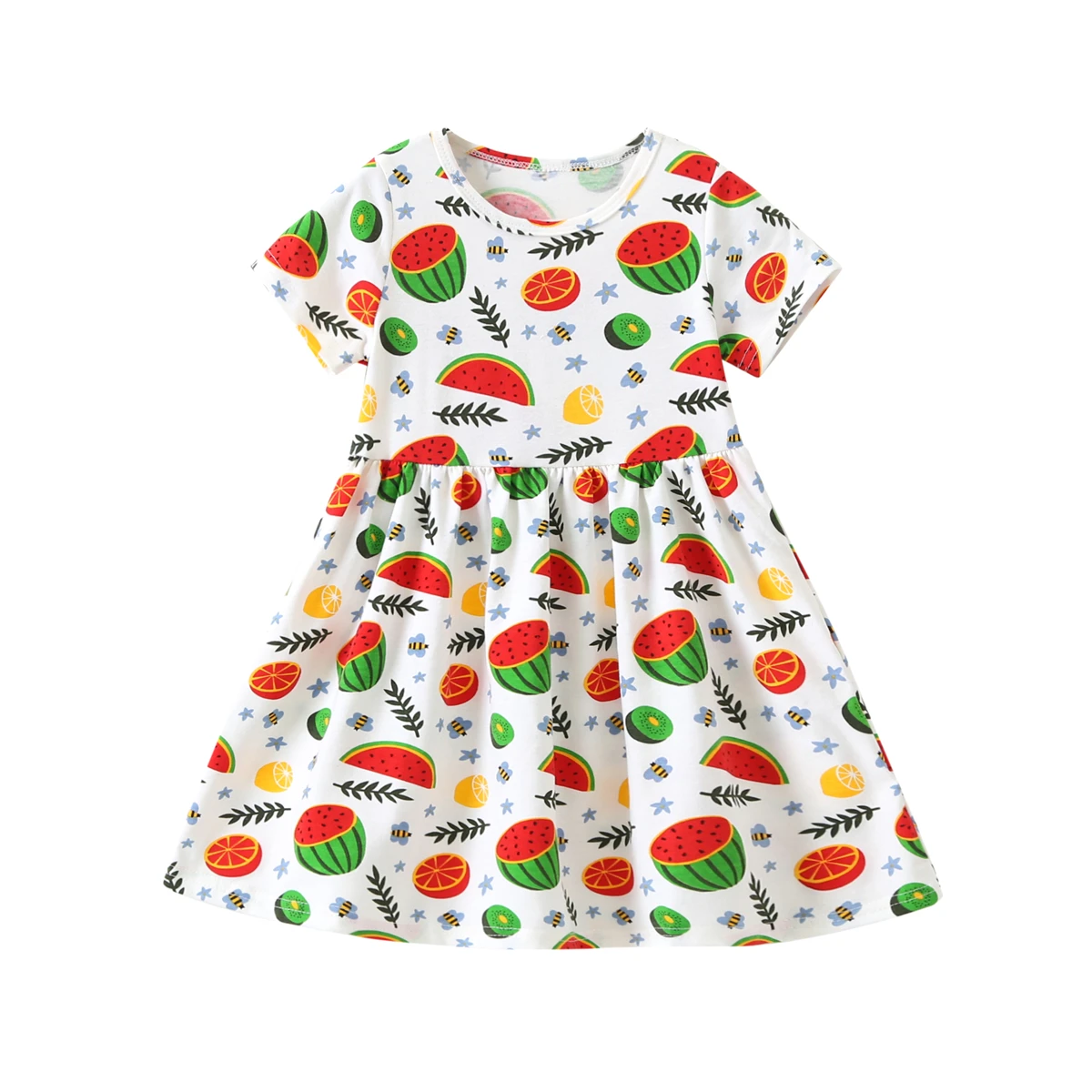 

2-7Y Kids Girls Dress Princess White Dress Girl Summer Watermelon Clothing Pretty Toddler Baby Clothes Children Birthday Dress