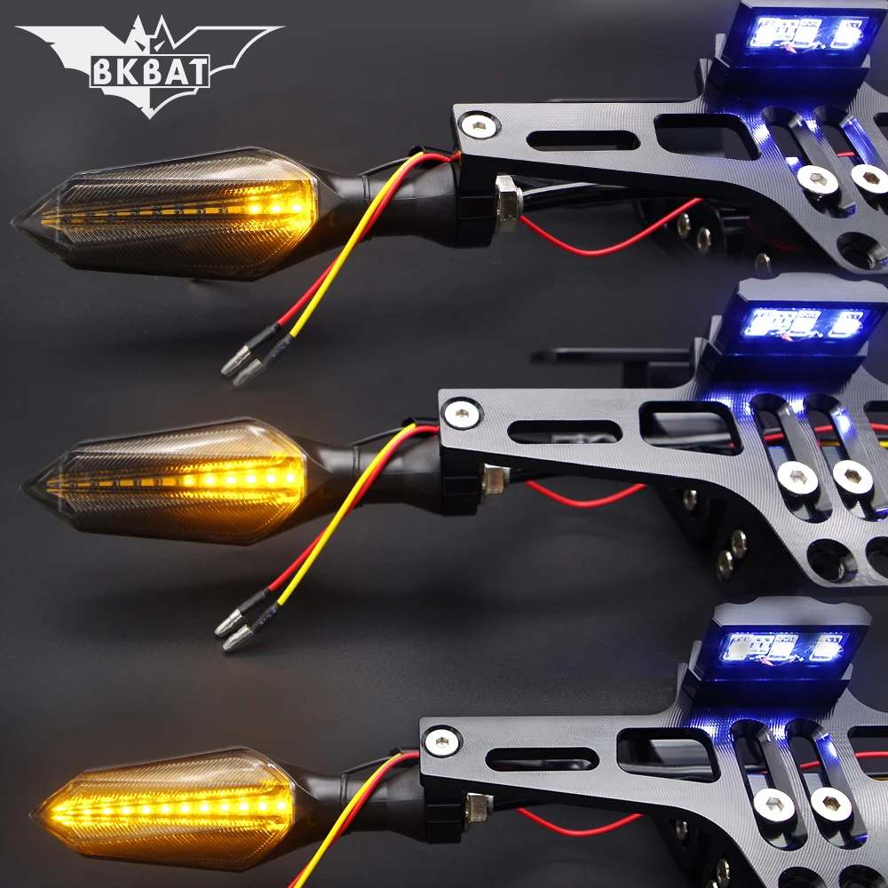 

CNC Motorcycle License Plate Bracket Flow Turn signal lights Cover For yamaha mt09 bajaj pulsar accessories kawasaki ninja 300