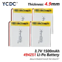 494251 3,7 V 1500mAh литий-полимерный литий-ионный аккумулятор для Q50 G700S K92 G36 Y3 Детские умные часы mp3 Bluetooth гарнитура