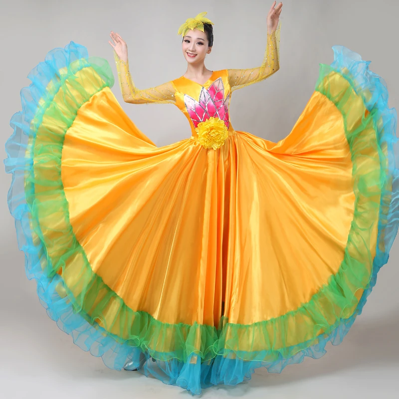 

Spanish Dress Lady Flamenco Dresses Spain Dancer Outfit Gipsy Costumes For Women 2019 Stage Performance Wear 6 Colors DN3577