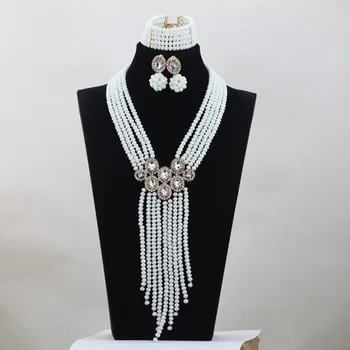 

New White Women Jewelry Set Crystal Pendant Beads Necklace Set Christmas Lady Gift Jewelry Set Free Shipping WD799