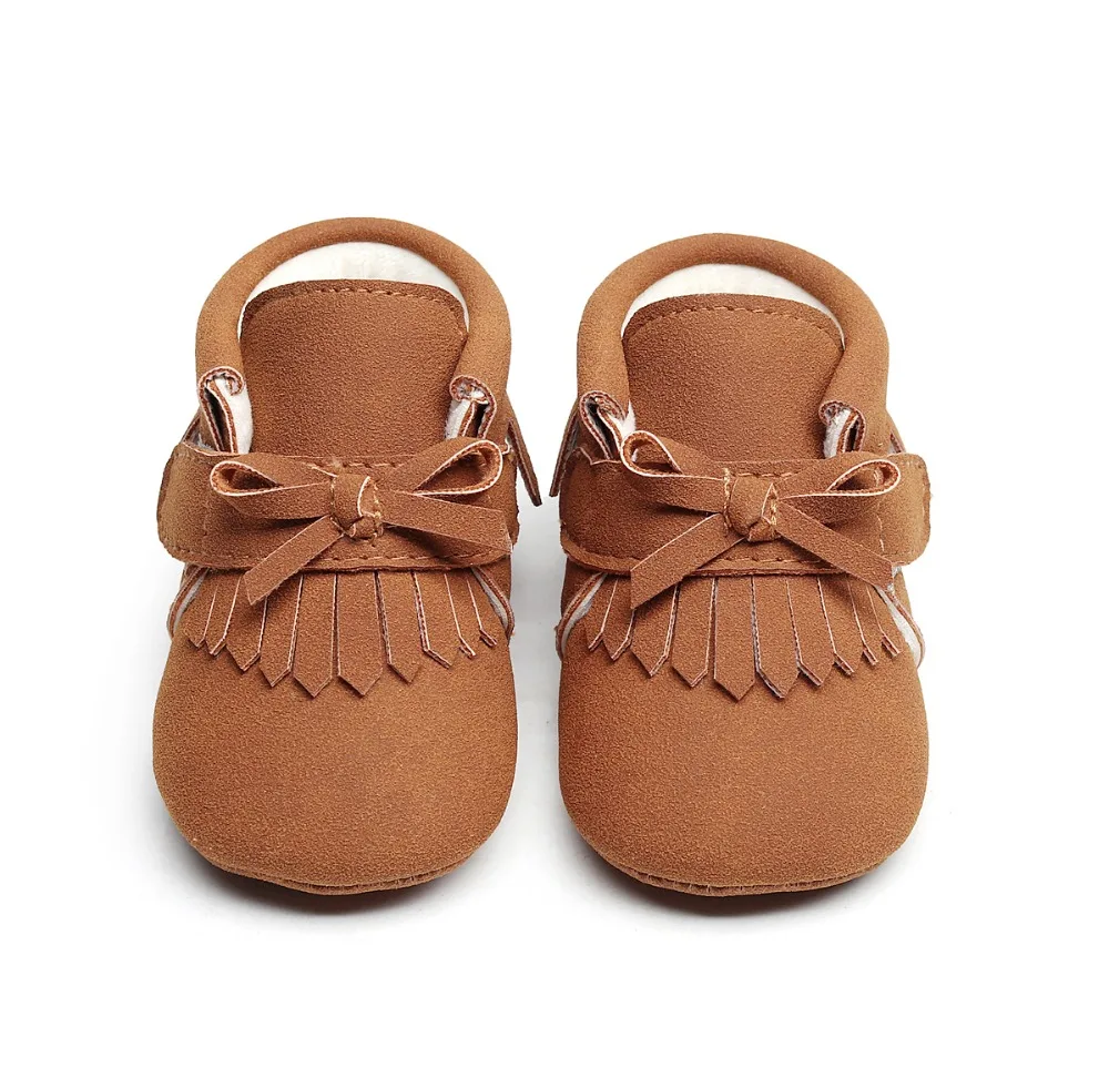 Newborn suede PU Soft Thick Baby Boy Girl Shoes Infant Solid Boots bow