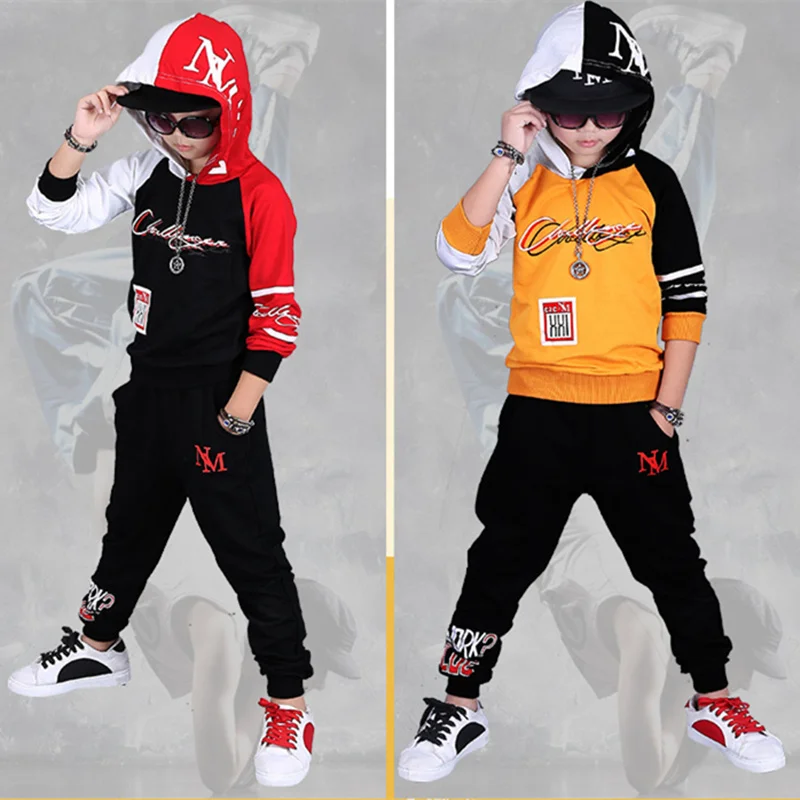 Fall Hip Hop Costume Children's Clothing Set Outfit Boys Long Sleeve Sports Suit Kids Hoodies+ Pants 2 Pcs Set Tracksuit