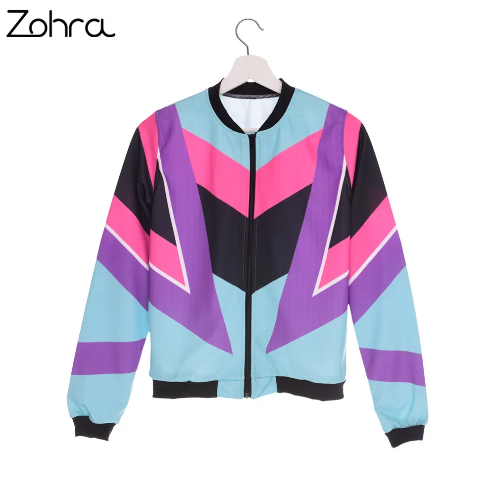 Zohra Hot S Women Bomber Jacket Printing 90s Design Chaquetas Mujer Fashion Slim Outwear Women Jackets Basic Coats