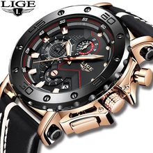 2018 LIGE New Men Top Watch Men Original Stainless Steel case Large Dial Men Casual Leather Business Sport Watch Erkek Kol Saati