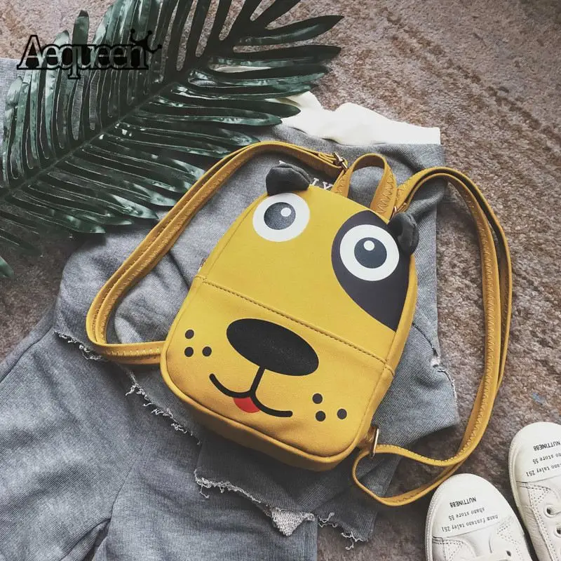 AEQUEEN Cute Dog Kid School Bags Children Backpacks Rucksack PU Leather