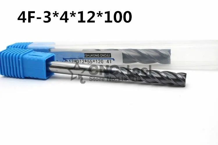 

4F-3.0*4*12*100 4 four Flute Long carbide end mills,extended length Carbide Square Flatted End Mill , the lathe tool,cnc,machine
