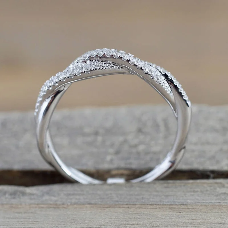 Женское кольцо с круглой огранкой, изогнутое, бесконечное, штабелируемое, юбилейные обручальные кольца, ювелирные изделия