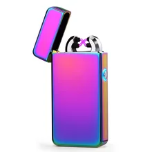 

USB Electric Double Arc Lighter Rechargeable Windproof Torch Lighter Cigarette Dual Thunder Pulse Cross Plasma Lighter