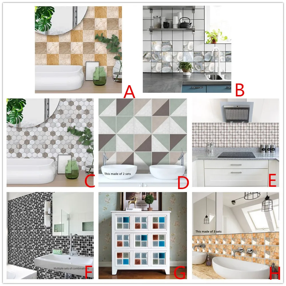 NEW Self Adhesive Tile Art Floor Wall Decal Sticker DIY Kitchen Bathroom Decor NEW Self Adhesive Tile Art Floor Wall Decal Sticker DIY Kitchen Bathroom Decor