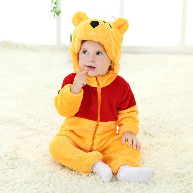

SHOWHASH Fashion Winter Cartoon Pink Winnie Shape Boy Spring Autumn Romper Jumpsuit Baby Climbing Clothes ACLLTK042