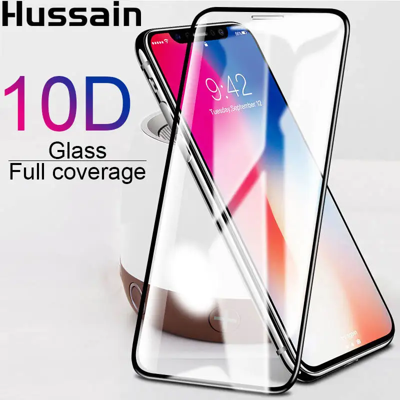 

HUSSAIN 10D Protective Glass Screen Protector For iPhone 6 7 8 Plus X Xr Xs XsMax Tempered Glass Screen Protection