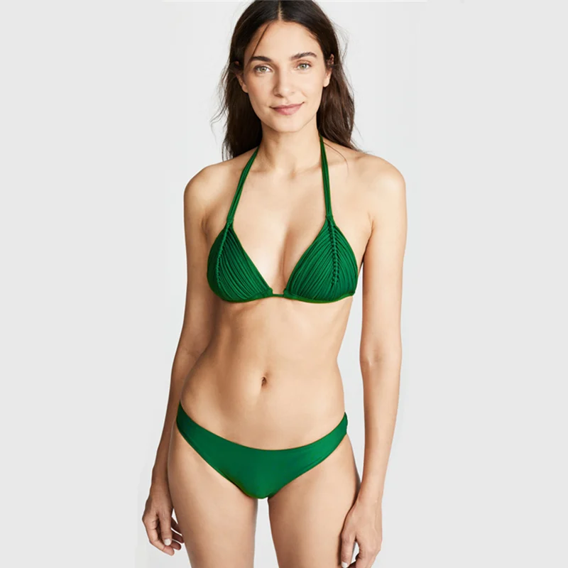 

Summer Brazilian 2019 Bikini Swimwear Women Swimsuit Sexy Push Up Micro Bikinis Set Swimming Bathing Suit Beachwear black&green