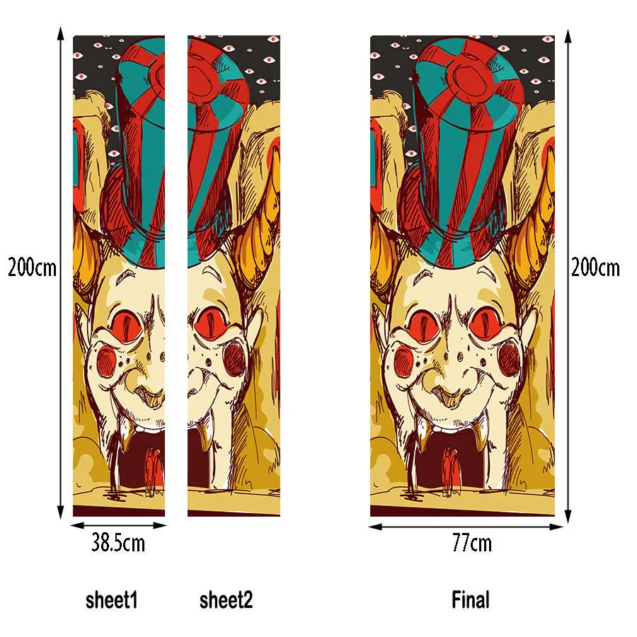 3D наклейка на дверь на Хэллоуин, ужас, клоун, бог смерти, призрак, отпечаток руки, летучая мышь, трансформированная, оборотень, тыква, фонарь, Череп, домашний декор, паста