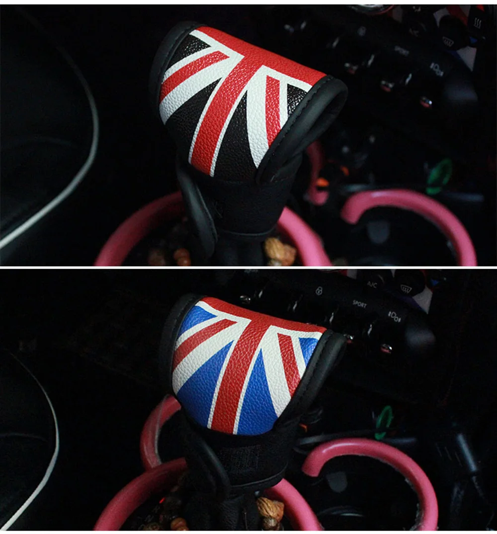 Кожаный чехол Union Jack для салона автомобиля, ручка переключения передач, чехол, декор для Mini Cooper JCW F60 F56 F55 R55 R56 R60, Стайлинг автомобиля