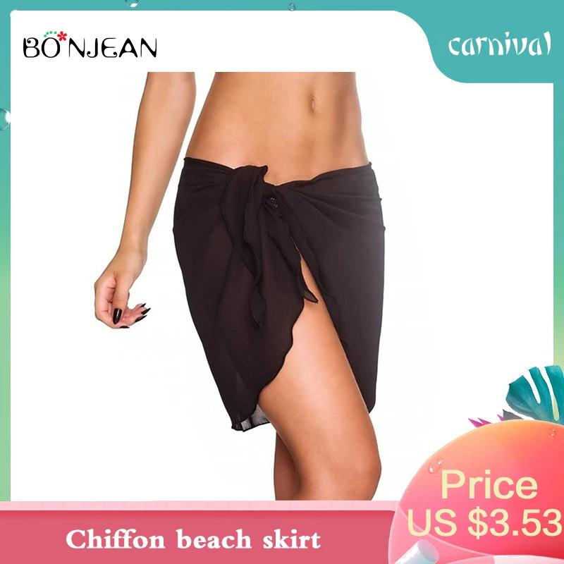 

European And American Chiffon Beach Skirt Mini Summer 2019 New Fashion Streetwear Clothes Thin Breathable White Black Sexy Skirt