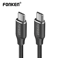 FONKEN USB Type C to Type-C Cable USB C 2.0 Fast Charging Reversible USB-C Nylon braided Data Cord Quick Charge for Mobile Phone