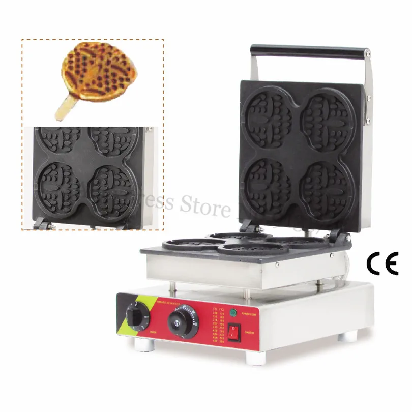 Nonstick Electric Round Lolly Waffle Machine Stainless Steel Waffle Baker Maker with Timer and