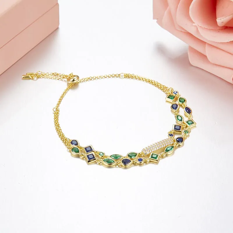 Rosso Alberi di Marca Gioielleria Raffinata Reale 925 Bracciali In Argento Sterling Con Pietre Multicolor Moda di Lusso delle Donne Del Braccialetto A Catena