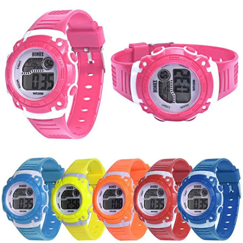 Светящиеся водонепроницаемые детские часы для мальчиков и девочек, цифровые спортивные часы, студенческие пластиковые детские повседневные часы с датой, 6 цветов#4M02# FN