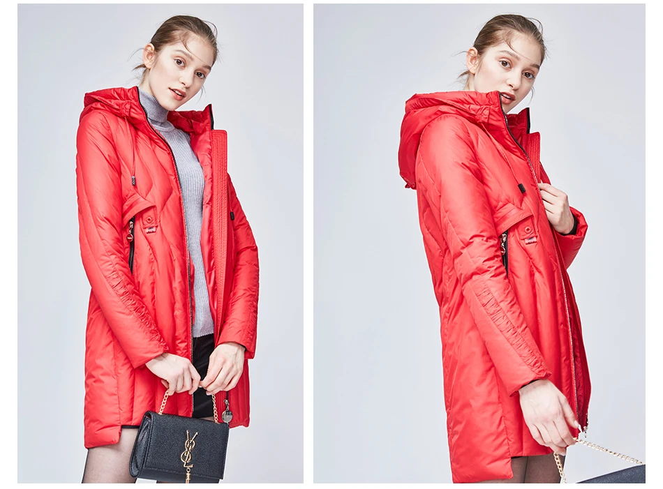 Евразия дизайнерский бренд 2018 Новый Для женщин зимнее пальто полный капюшон Длинная Верхняя одежда держать теплые парки женские толстые