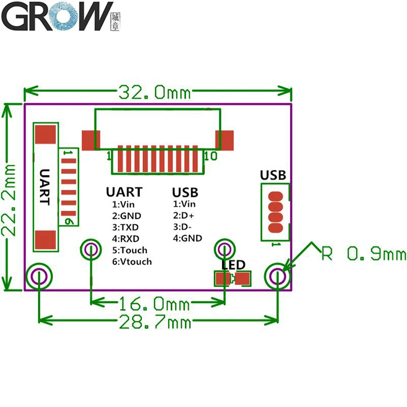 GROW R303T USB контроль доступа отпечатков пальцев распознавание сенсорного модуля сканер