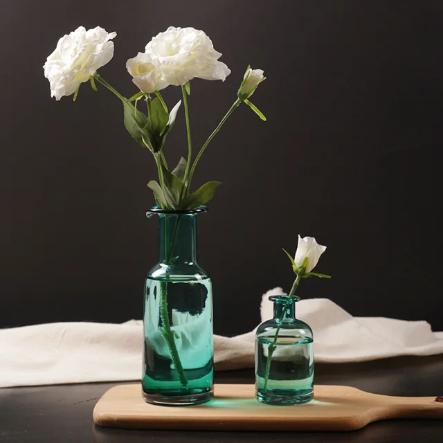 Home Decor Glass Vases Blue Flower Vase Christmas Decoration Modern