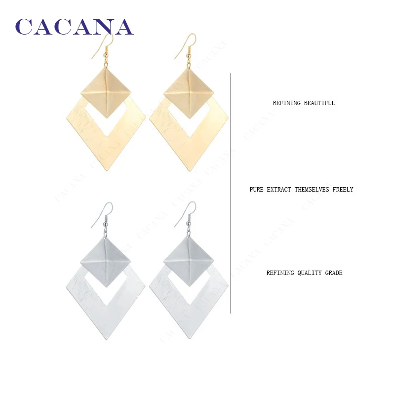CACANA Dangle Long Earrings For Women Pyramid Shape Rhombus Fashion Bijouterie Hot Sale No.A353 A354