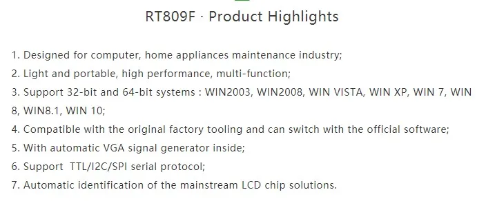 RT809F программатор+ 12 адаптеров+ sop8 IC клип+ CD+ 1,8 в/SOP8 адаптер VGA LCD ISP программатор адаптер универсальный программатор