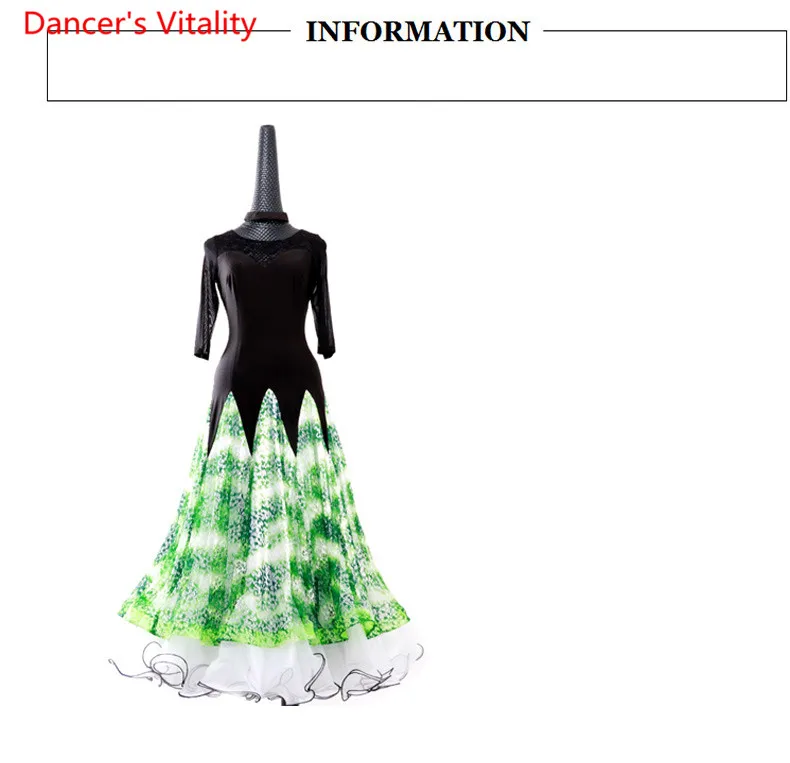 Для женщин леди изготовление под заказ черный конкурс производительность Стандартный бальных танцев юбки печати платье для вальс бальные