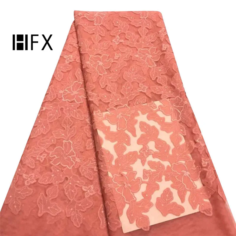 HFX Latest Leaf Lace Fabric 2019 Fashion African Lace Fabric Tulle 