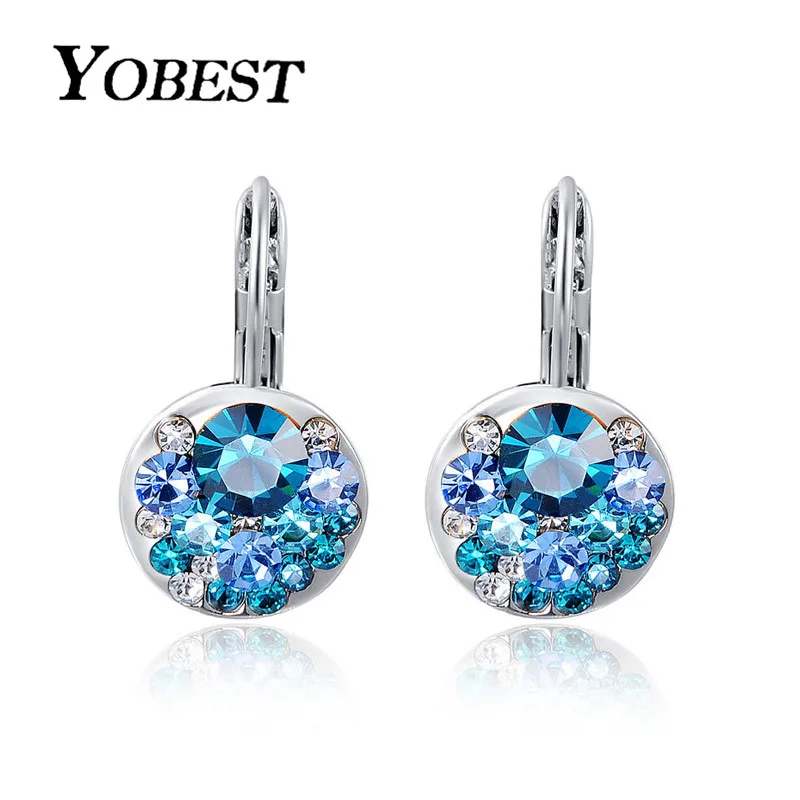 YOBEST 2018 новые модные высококачественные серьги с синим камнем из циркония для