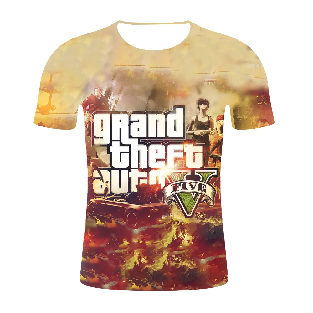 

Short Sleeve Street Style High Quality Multiple Styles MOTO Unisex gta5 T-shirt Grand Theft Auto 3D GTA 5 Fancy Men T Shirt