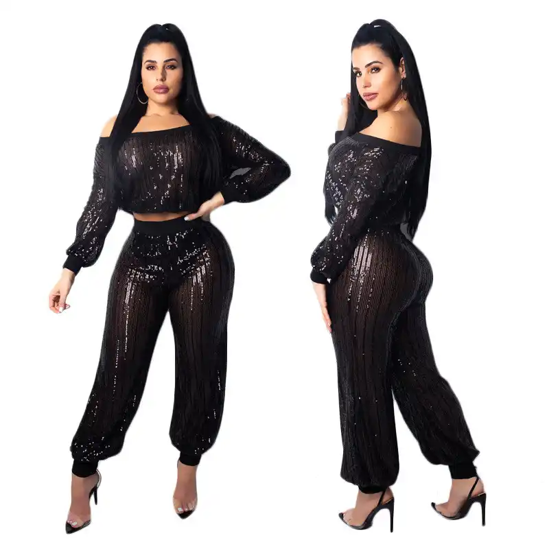 black sequin suit womens
