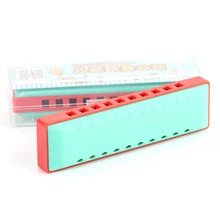 Двухцветная пластиковая Губная гармошка с 10 отверстиями, инструмент-головоломка для рта, игрушка для раннего образования для детей, игрушки для музыкальных инструментов