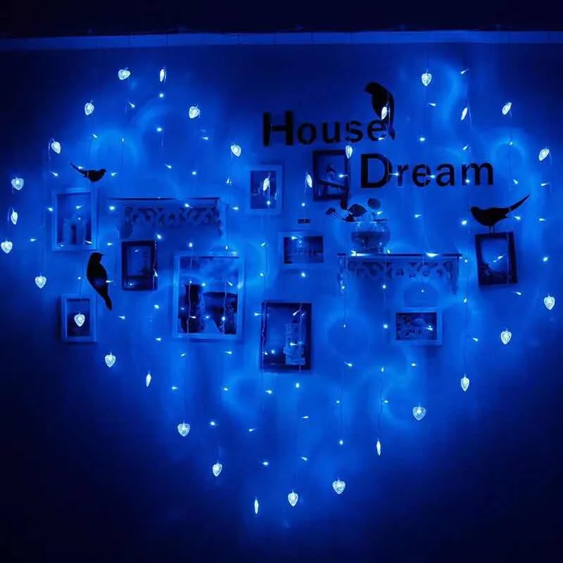 2x1.5m 128leds Heart Shape LED String Light EU 220V Holiday Christmas wedding Party decoration led icicle Curtain lamp light 2x1.5m 128leds Heart Shape LED String Light EU 220V Holiday Christmas wedding Party decoration led icicle Curtain lamp light