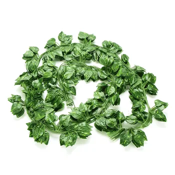 

12pcs/Lots 2Meters Artificial Vine Plastic Rattan Fake Grape Parthenocissus Watermelon Green Leaves Home Garden Decoration