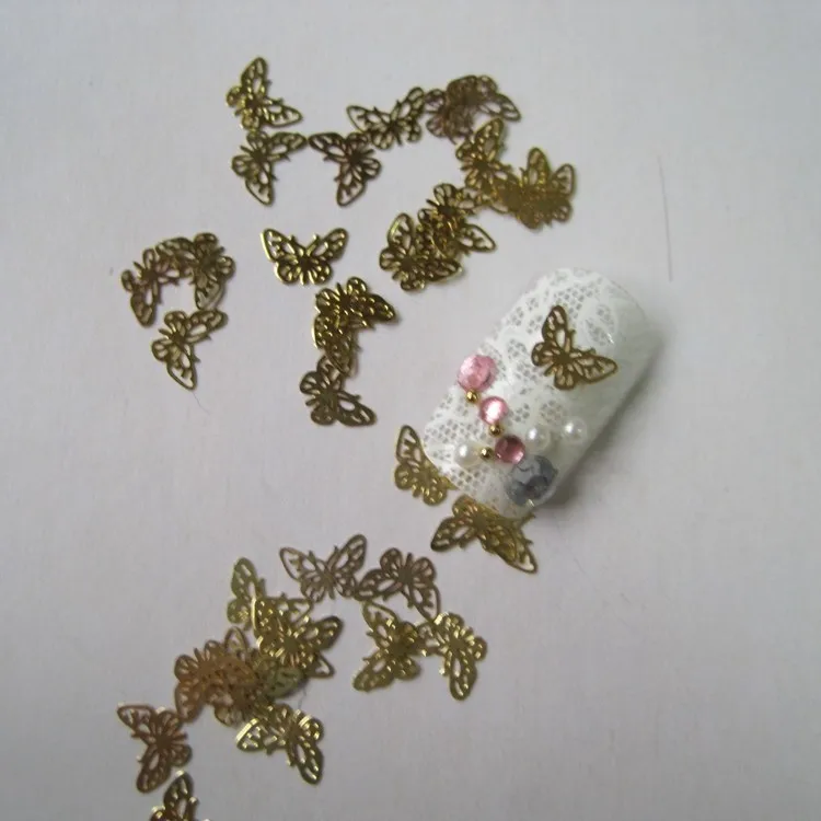 MS41 100 шт. цвета: золотистый, с милой бабочкой; деко Металлизированное украшение для ногтей Стикеры нейл-арта украшения Non-наклейка