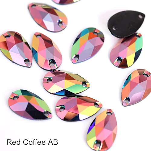 Промотирование каплевидные смолы пришивные стразы с черным дном красочные кристаллические каплевидные смолы Стразы для шитья одежды B3784 - Цвет: Red Coffee AB