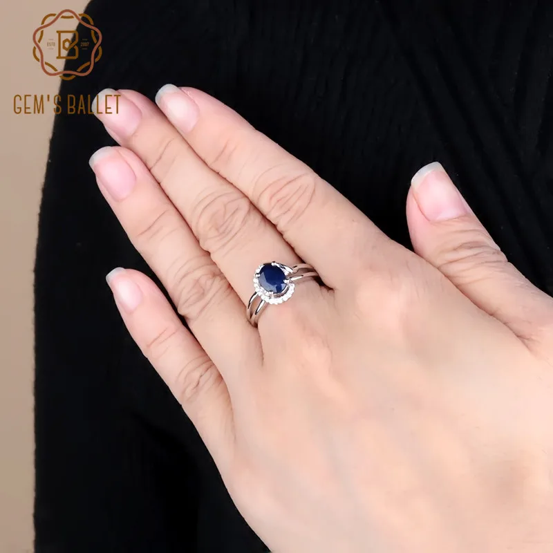 

Gem's Ballet Natural Blue Sapphire Gemstone Ring Silver 925 Jewelry Wedding Band Rings For Women Fashion Fine Jewelry