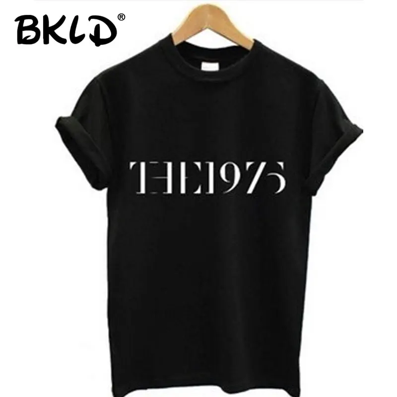 

BKLD 2024 Summer Women T-Shirt Short Sleeve Letters "THE 1975" Print Cotton Casual Funny T Shirts For Lady White Black Tops Tees