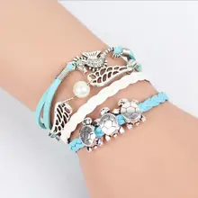 Geniales pulseras Vintage búho Cruz con pájaro ala infinito pulsera Multicolor pulsera de cuero tejido y Brazalete (17 tipos disponibles)