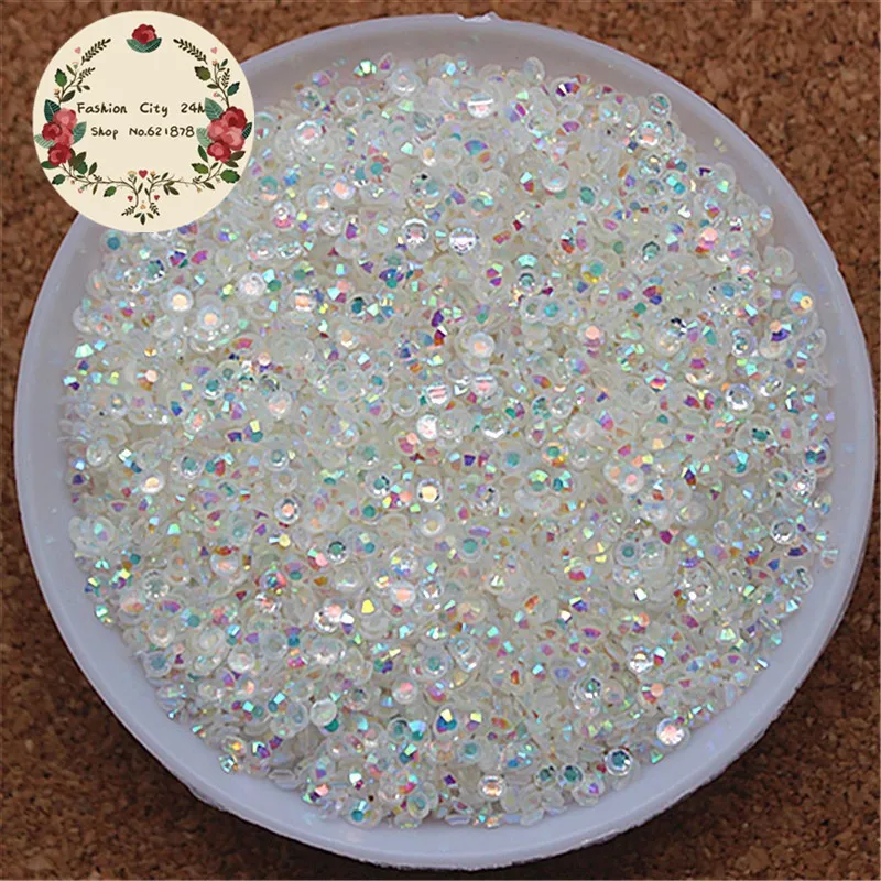 

2mm/2.5mm 5000pcs/pack Resin Flatback Rhinestone Transparent AB 14 facets DIY nail art mobile phone decoration