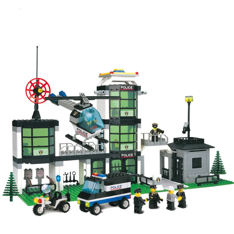 

Enlighten City Military Police Weapons Command Centre Motorcycle Helicopter Building Blocks Brick Kids Toys Set Legoe Compatible