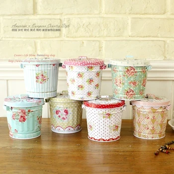 

2016 NEW Pastoral style Iron small storage jars,bucket shape modelling,suitable for deposit button/coin/tea/Jewelry/hairpins etc