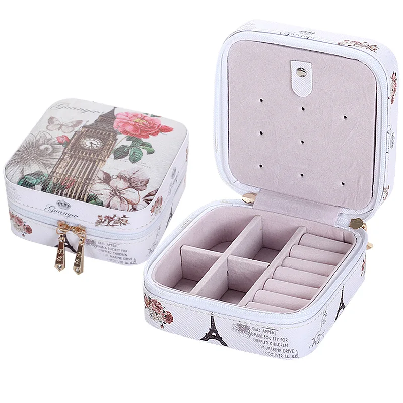 B Mini PU кожаная шкатулка дорожный футляр для украшений кольцо серьги ожерелье