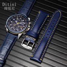 Ремешок для часов из натуральной кожи 20 мм 21 мм 22 мм 23 мм синий ремешок для часов JY8078 JY8070 AT8020 ремешок для наручных часов наручные часы