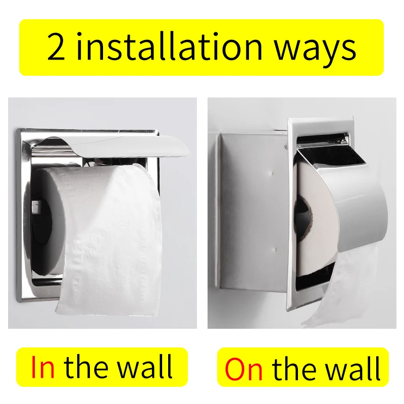 Double Toilet Paper Holder Stainless Steel Creative Bathroom Roll Paper Tissue Box Concealed Wall Mount Paper Towel Holder Rack Double Toilet Paper Holder Stainless Steel Creative Bathroom Roll Paper Tissue Box Concealed Wall Mount Paper Towel Holder Rack