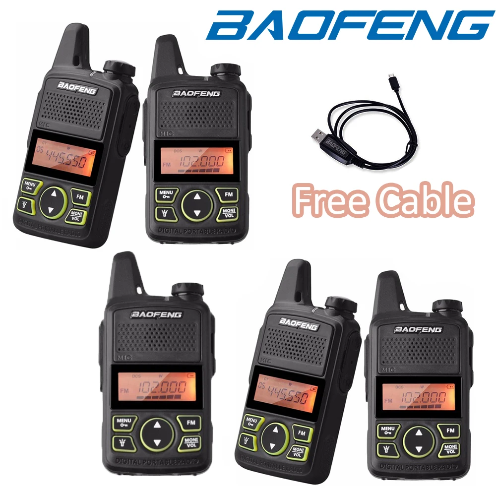 

5x Baofeng BF-T1 UHF 400-470Mhz 20 Channels Mini Walkie Talkie Long Range Two Way Ham FM Radio +Program Cable & Earpieces